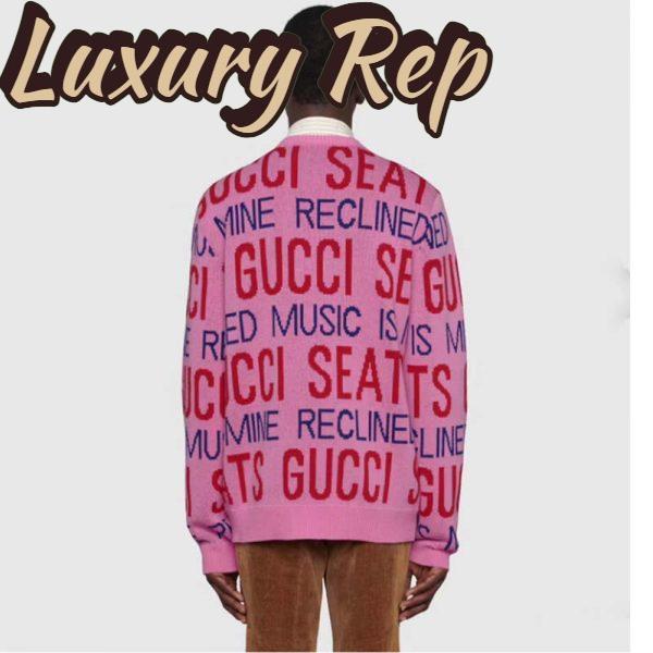 Replica Gucci Men Gucci 100 Wool Sweater Pink Red Knit Wool Crew Neck 15
