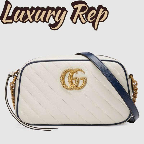 Replica Gucci GG Women GG Marmont Small Shoulder Bag White Diagonal Matelassé
