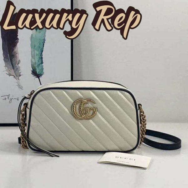 Replica Gucci GG Women GG Marmont Small Shoulder Bag White Diagonal Matelassé 3
