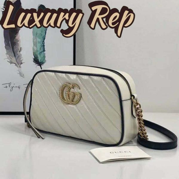 Replica Gucci GG Women GG Marmont Small Shoulder Bag White Diagonal Matelassé 5