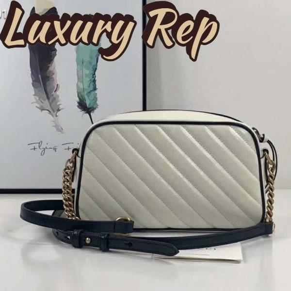 Replica Gucci GG Women GG Marmont Small Shoulder Bag White Diagonal Matelassé 6