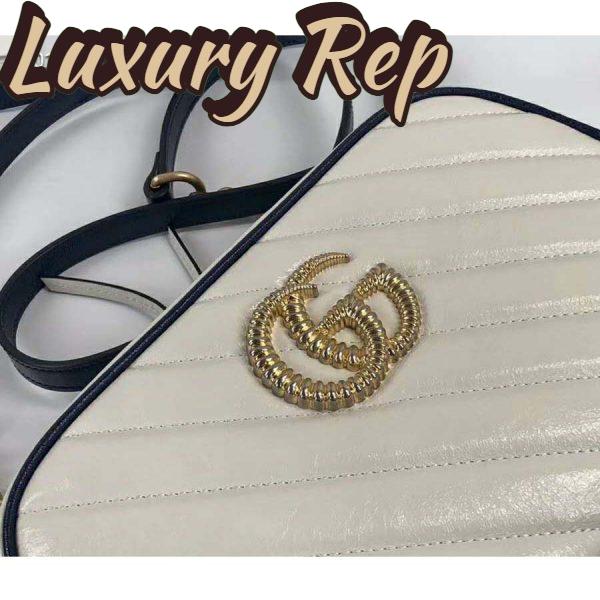 Replica Gucci GG Women GG Marmont Small Shoulder Bag White Diagonal Matelassé 9
