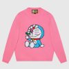 Replica Gucci Women Disney x Gucci Donald Duck Wool Sweater Crew Neck-Pink 15