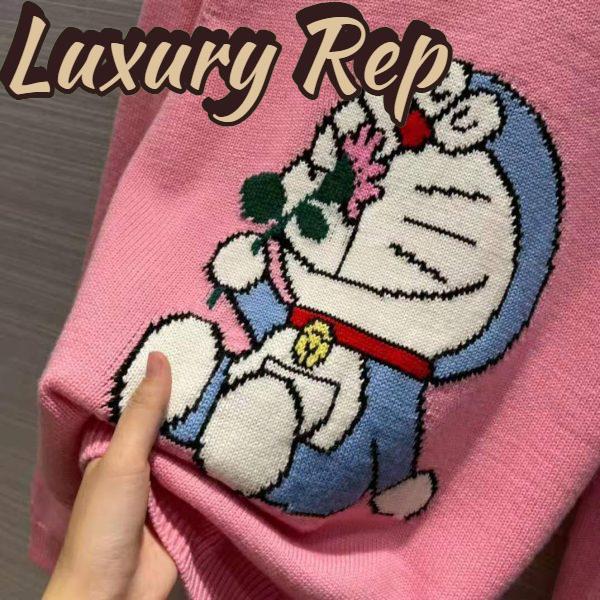 Replica Gucci Women Doraemon x Gucci Wool Sweater Pink Wool Crewneck 6