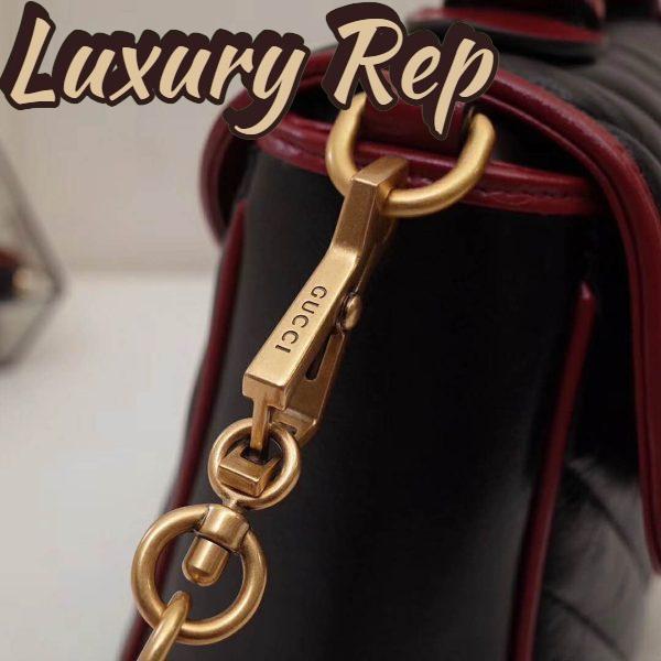 Replica Gucci GG Women GG Marmont Small Top Handle Bag in Black Diagonal Matelassé Leather 9