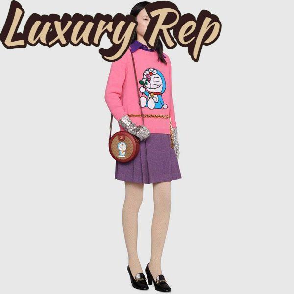 Replica Gucci Women Doraemon x Gucci Wool Sweater Pink Wool Crewneck 9