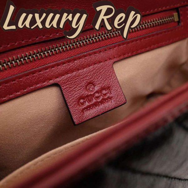 Replica Gucci GG Women GG Marmont Small Top Handle Bag in Black Diagonal Matelassé Leather 12