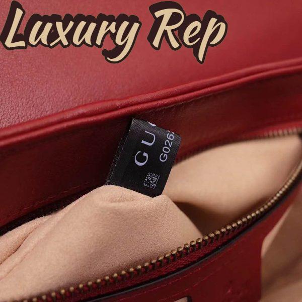 Replica Gucci GG Women GG Marmont Small Top Handle Bag in Black Diagonal Matelassé Leather 13