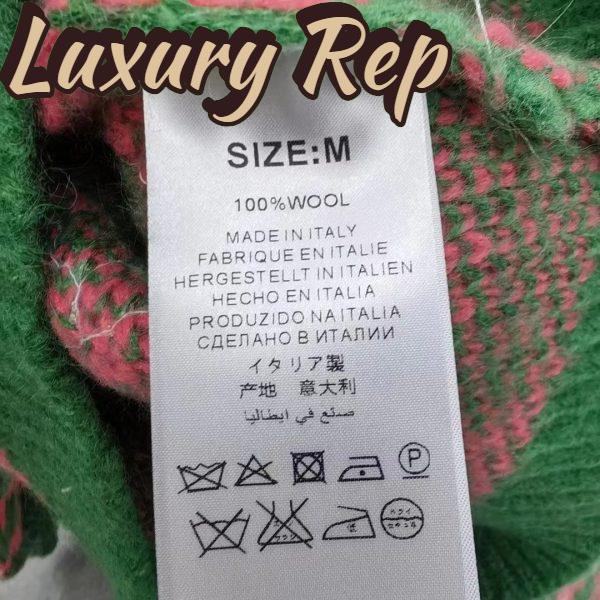 Replica Gucci Women GG Chevron Wool Sequin Sweater Crewneck Mohair Polyamide Puffed Sleeves 11