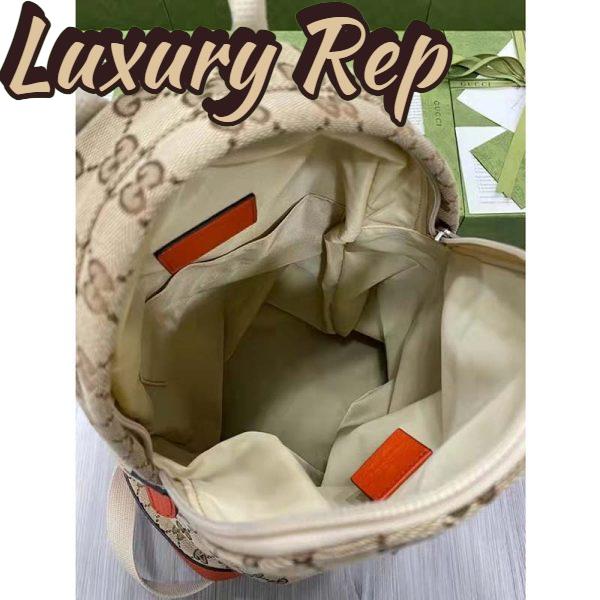 Replica Gucci Unisex The North Face x Gucci Backpack Beige Original GG Canvas Orange Leather 7