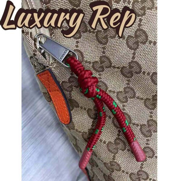 Replica Gucci Unisex The North Face x Gucci Backpack Beige Original GG Canvas Orange Leather 10