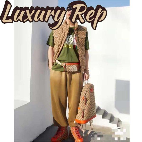 Replica Gucci Unisex The North Face x Gucci Backpack Beige Original GG Canvas Orange Leather 12