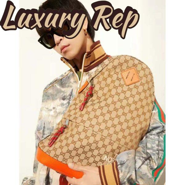 Replica Gucci Unisex The North Face x Gucci Backpack Beige Original GG Canvas Orange Leather 15