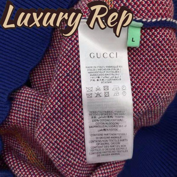 Replica Gucci Women GG Les Pommes Cotton Cardigan Dark Blue Red Apple Knit Cotton Jacquard 9