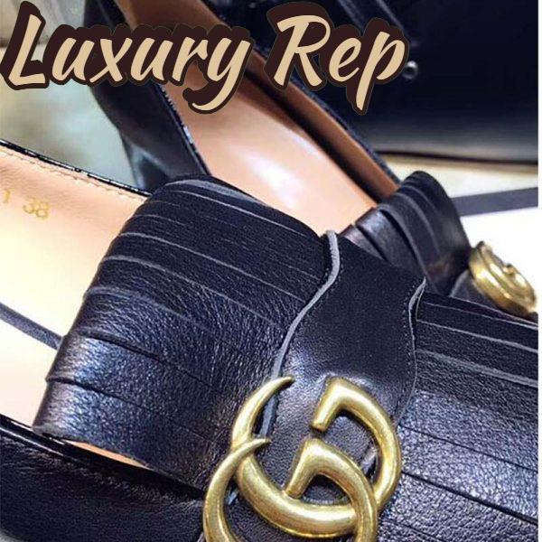 Replica Gucci Women Shoes Leather Mid-Heel Pump 50mm Heel-Black 5