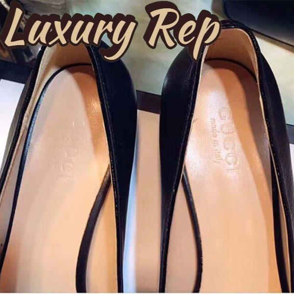 Replica Gucci Women Shoes Leather Mid-Heel Pump 50mm Heel-Black 6