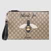 Replica Gucci GG Men Gucci Bestiary Pouch with Wolf in Black and Grey GG Supreme Canvas 13