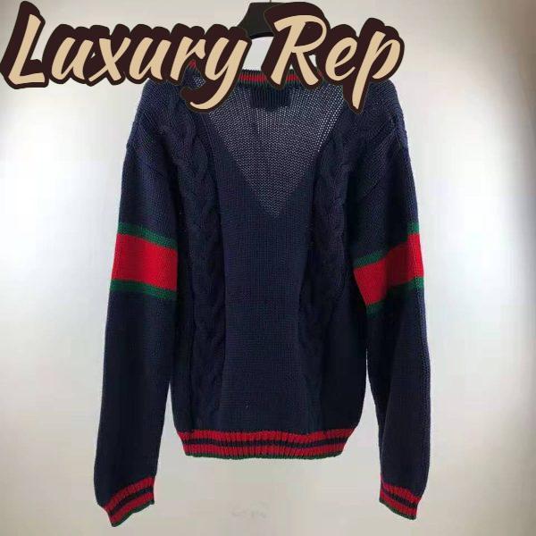 Replica Gucci Women Oversize Cable Knit Cardigan Sweater-Navy 4