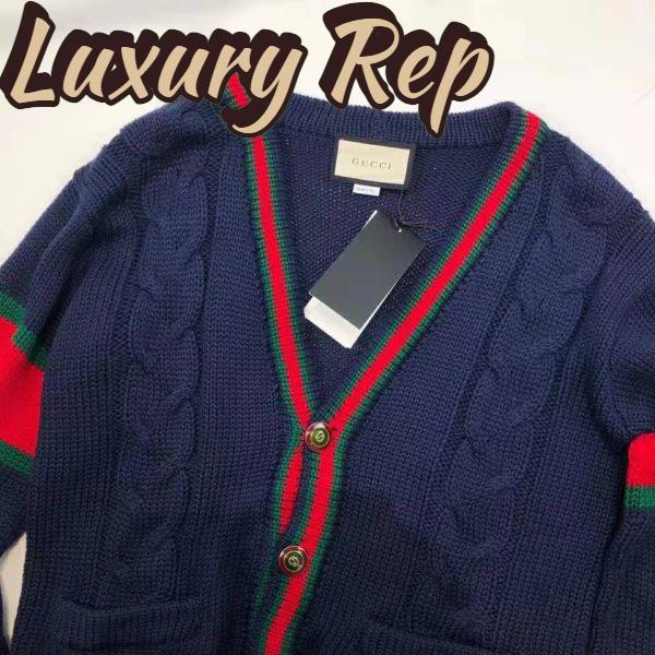 Replica Gucci Women Oversize Cable Knit Cardigan Sweater-Navy 6