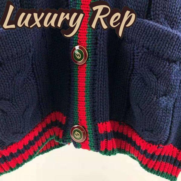Replica Gucci Women Oversize Cable Knit Cardigan Sweater-Navy 8