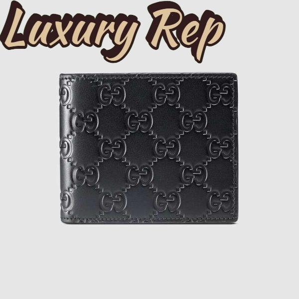Replica Gucci GG Men Gucci Signature Bi-Fold Wallet in Black Leather