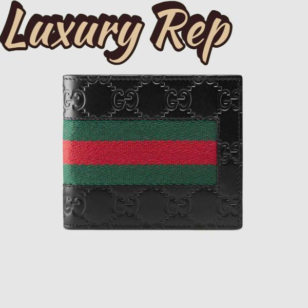 Replica Gucci GG Men Gucci Signature Web Wallet in Black Gucci Signature Leather