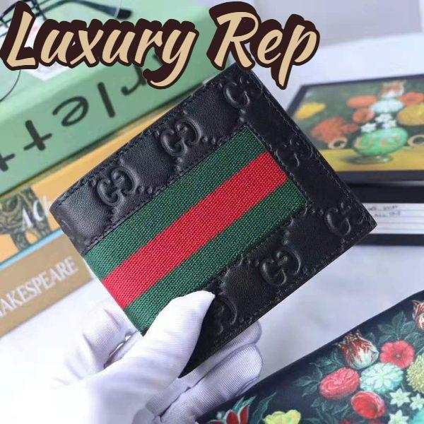 Replica Gucci GG Men Gucci Signature Web Wallet in Black Gucci Signature Leather 3
