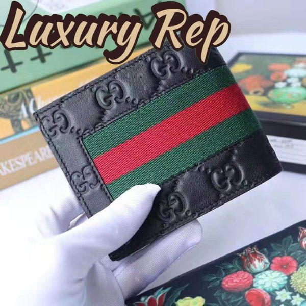Replica Gucci GG Men Gucci Signature Web Wallet in Black Gucci Signature Leather 4