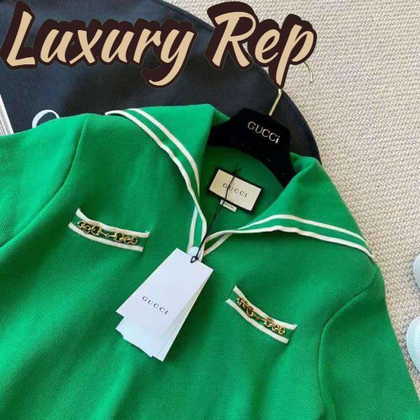 Replica Gucci Women Wool Polo Shirt with Contrast Trim Front Pockets Button-Through Placket 7