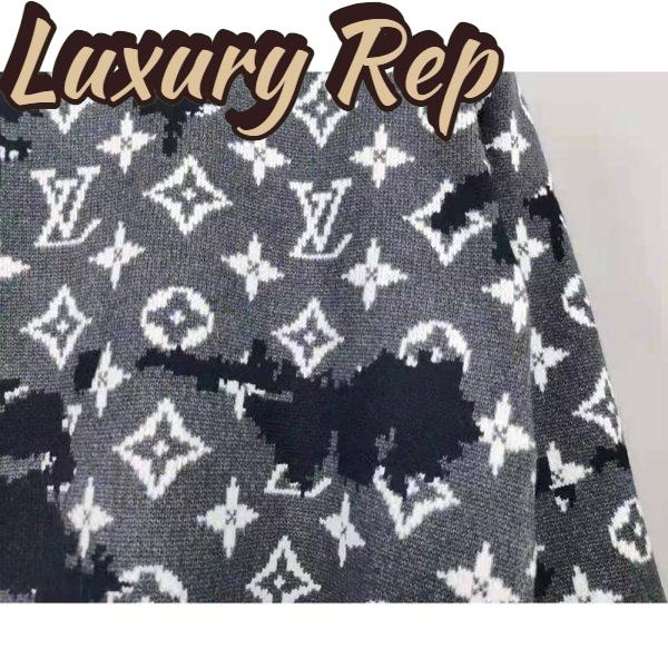 Replica Louis Vuitton LV Men Distressed Monogram Crewneck Grey Merino Wool 7
