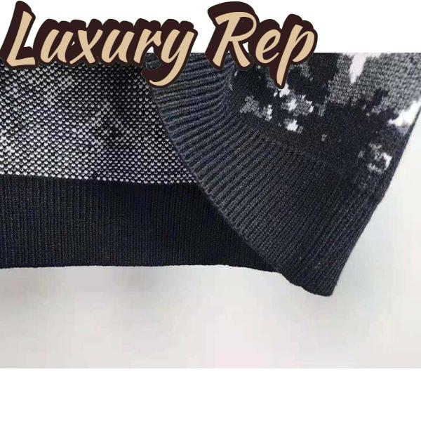 Replica Louis Vuitton LV Men Distressed Monogram Crewneck Grey Merino Wool 9