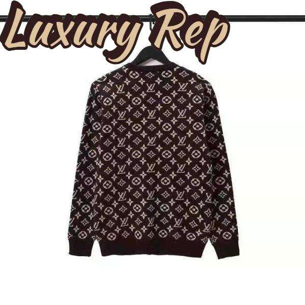 Replica Louis Vuitton LV Men Full Monogram Jacquard Crew Neck Cotton Black 4