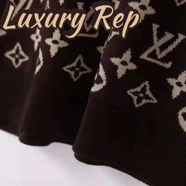 Replica Louis Vuitton LV Men Full Monogram Jacquard Crew Neck Cotton Black 7