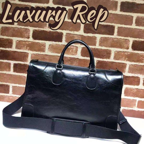 Replica Gucci GG Men Medium Soft Leather Duffle in Black Soft Leather 5