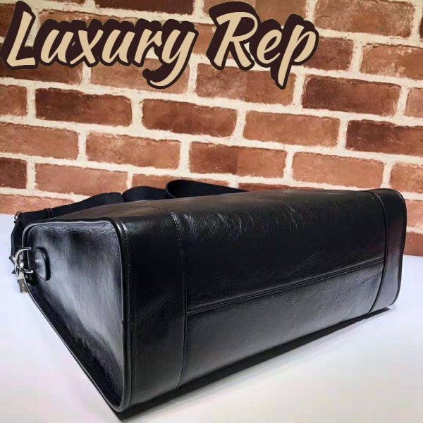 Replica Gucci GG Men Medium Soft Leather Duffle in Black Soft Leather 6