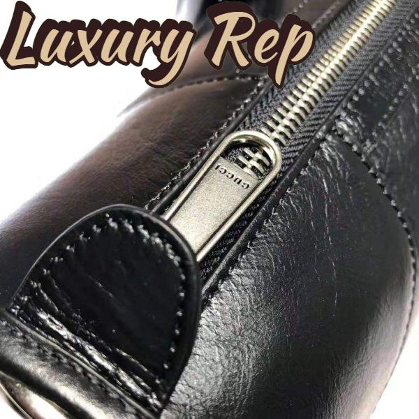 Replica Gucci GG Men Medium Soft Leather Duffle in Black Soft Leather 8