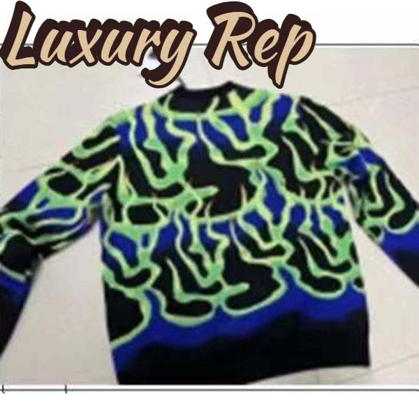 Replica Louis Vuitton LV Women Graphic Crewneck Wool Green Blue Black Multicolor Regular Fit 6