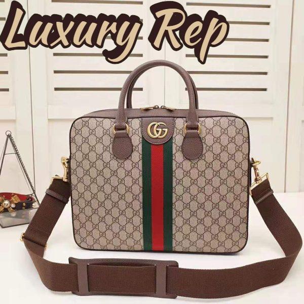 Replica Gucci GG Men Ophidia GG Briefcase in Beige/Ebony Soft GG Supreme Canvas 3