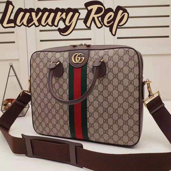 Replica Gucci GG Men Ophidia GG Briefcase in Beige/Ebony Soft GG Supreme Canvas 6