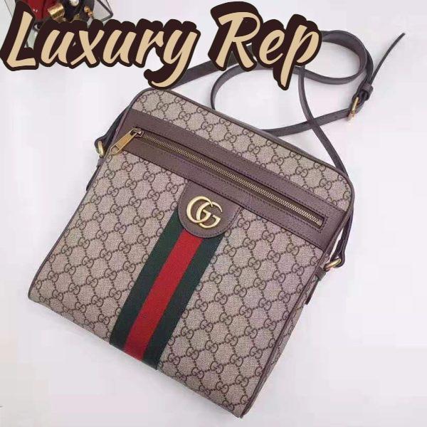 Replica Gucci GG Men Ophidia GG Small Messenger Bag in Beige/Ebony Soft GG Supreme Canvas 3
