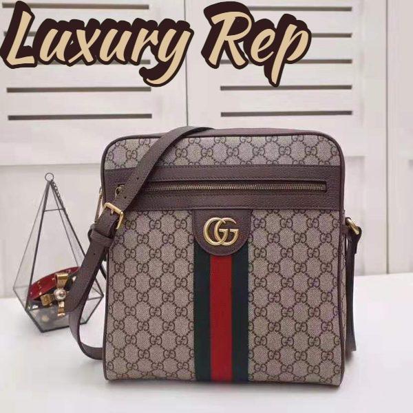 Replica Gucci GG Men Ophidia GG Small Messenger Bag in Beige/Ebony Soft GG Supreme Canvas 4