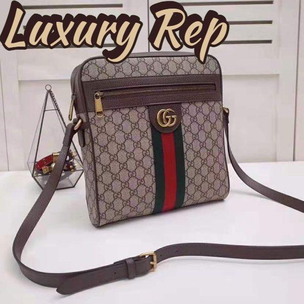 Replica Gucci GG Men Ophidia GG Small Messenger Bag in Beige/Ebony Soft GG Supreme Canvas 5