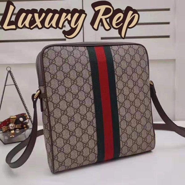 Replica Gucci GG Men Ophidia GG Small Messenger Bag in Beige/Ebony Soft GG Supreme Canvas 7