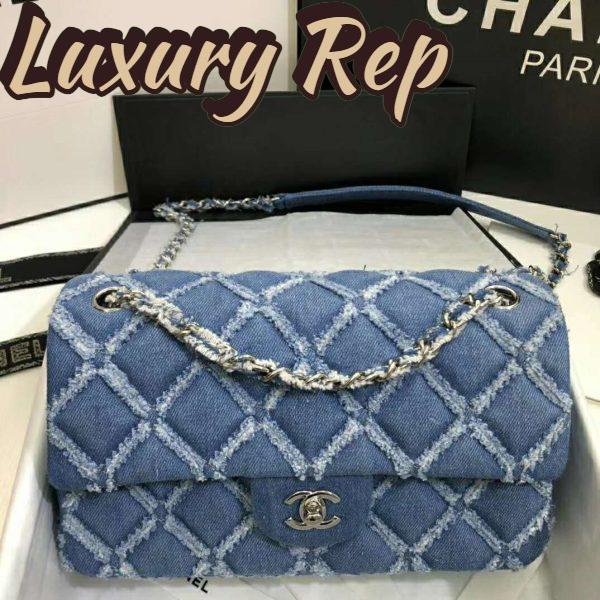 Replica Chanel Women Large Flap Bag Denim & Silver-Tone Metal-Blue 3