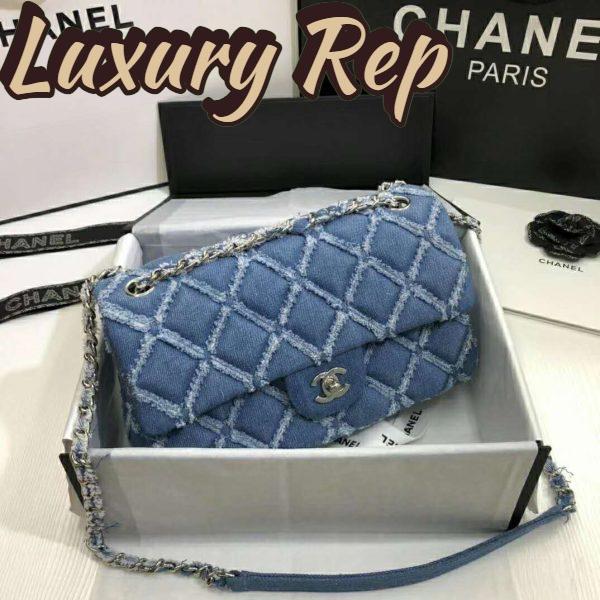 Replica Chanel Women Large Flap Bag Denim & Silver-Tone Metal-Blue 4