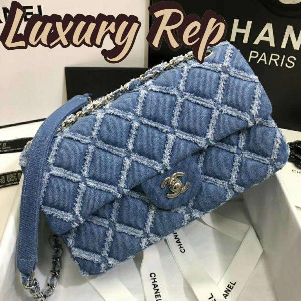 Replica Chanel Women Large Flap Bag Denim & Silver-Tone Metal-Blue 5