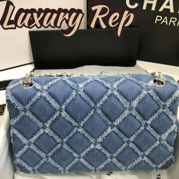 Replica Chanel Women Large Flap Bag Denim & Silver-Tone Metal-Blue 6