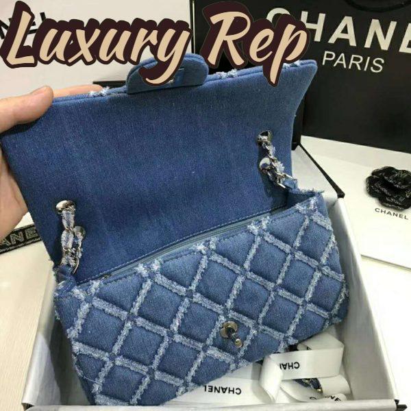 Replica Chanel Women Large Flap Bag Denim & Silver-Tone Metal-Blue 9