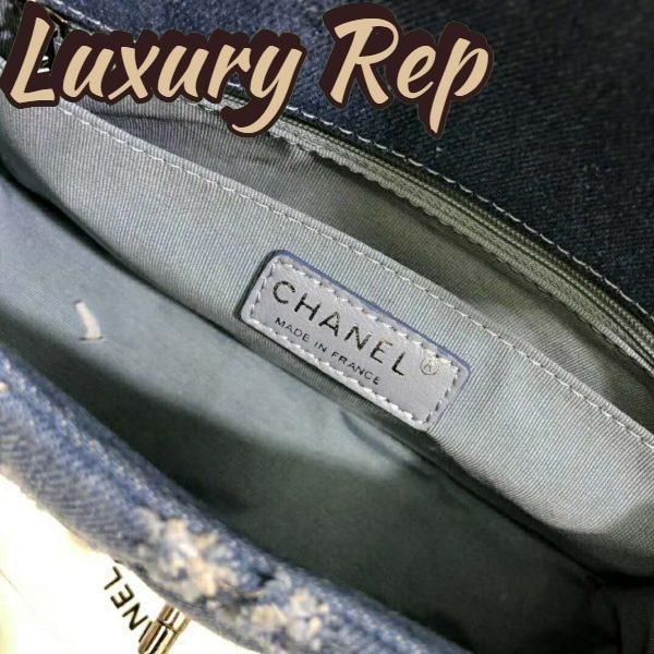 Replica Chanel Women Large Flap Bag Denim & Silver-Tone Metal-Blue 10