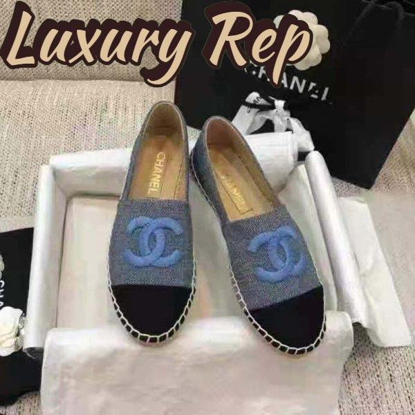 Replica Chanel Women Espadrilles Denim Blue & Black 7